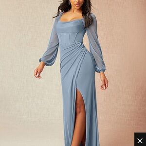 Azazie Charissa Dusty Blue Bridesmaid dress